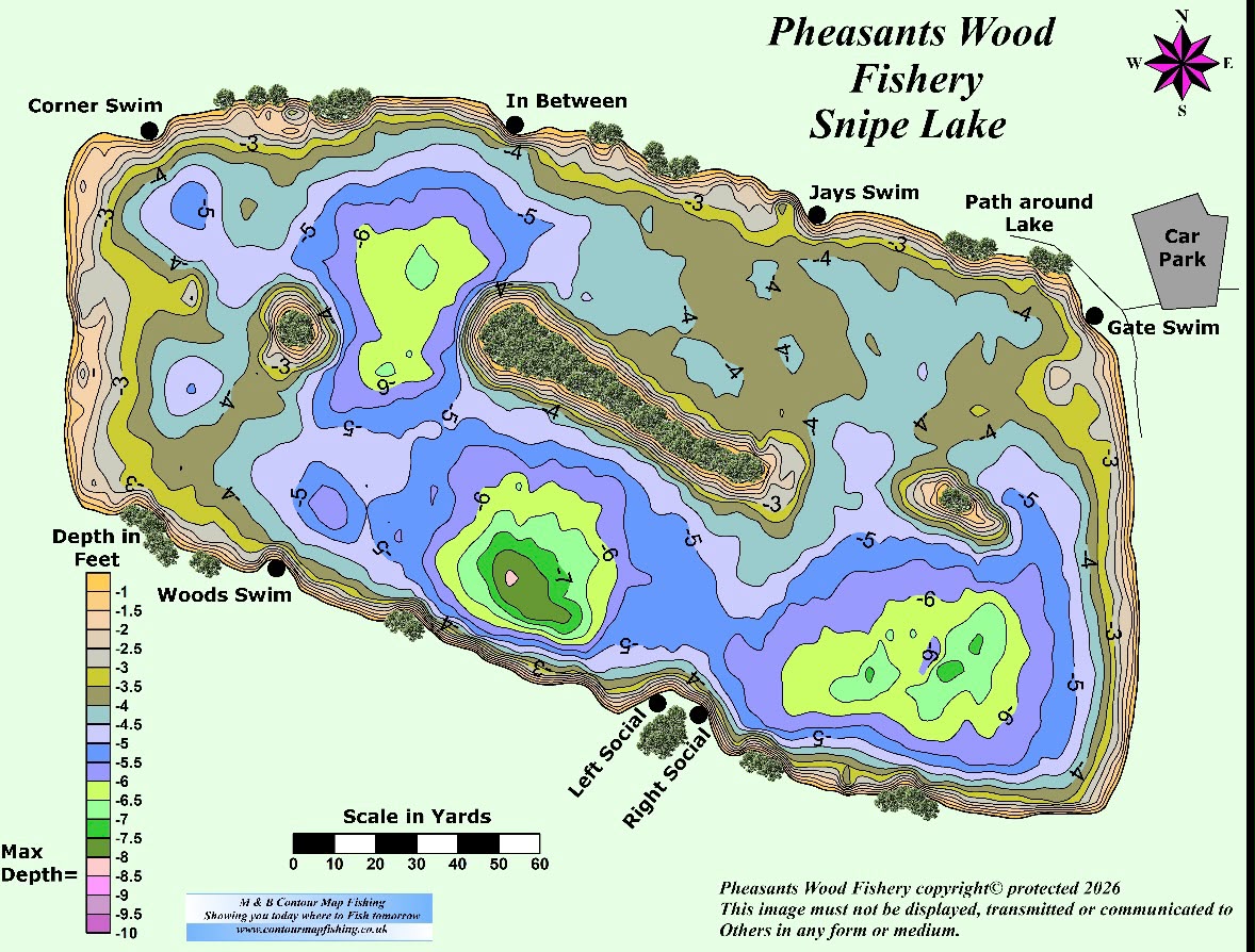Pheasants Wood Snipes Lake Contour Map
